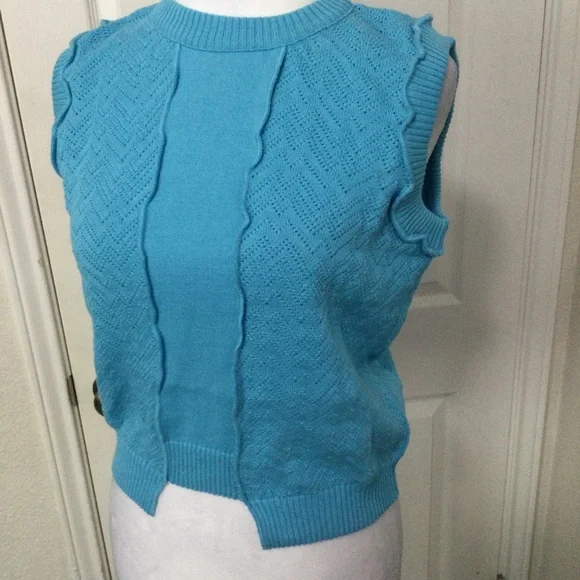8 by Yoox Blue Sleeveless Knit Top Size M - Picture 1 of 12